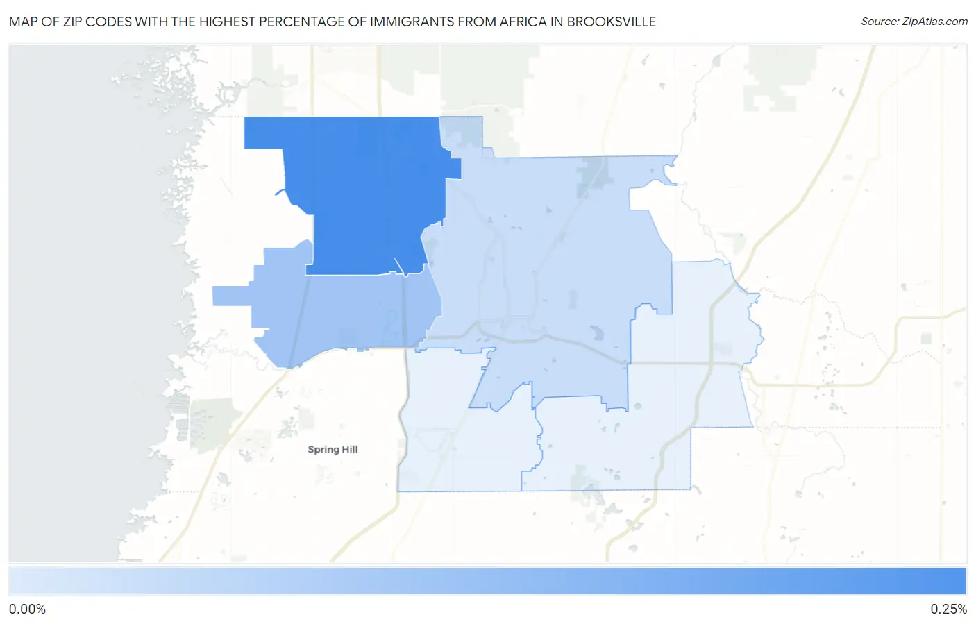 Zip Codes with the Highest Percentage of Immigrants from Africa in Brooksville Map
