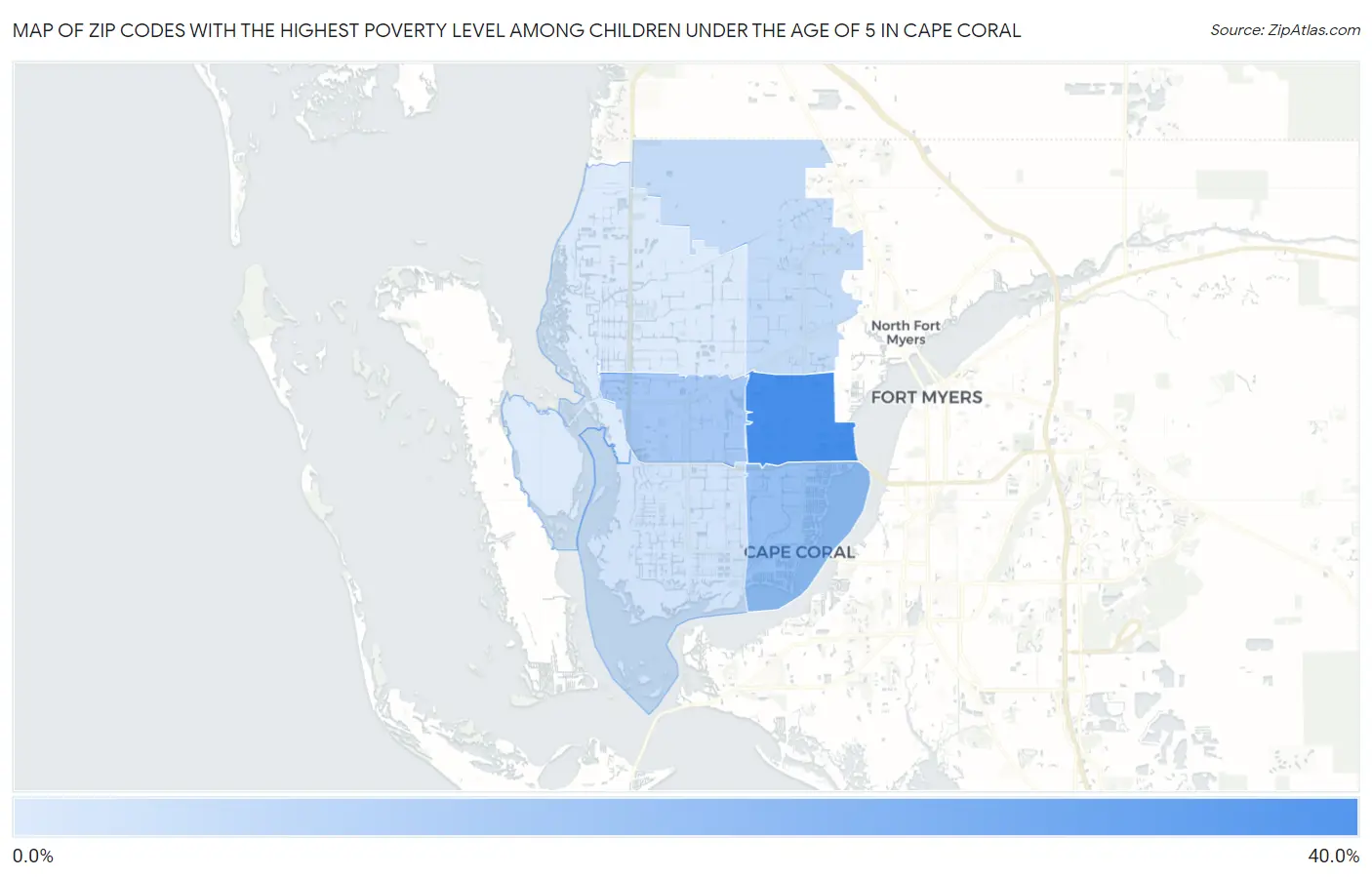 Zip Codes with the Highest Poverty Level Among Children Under the Age of 5 in Cape Coral Map