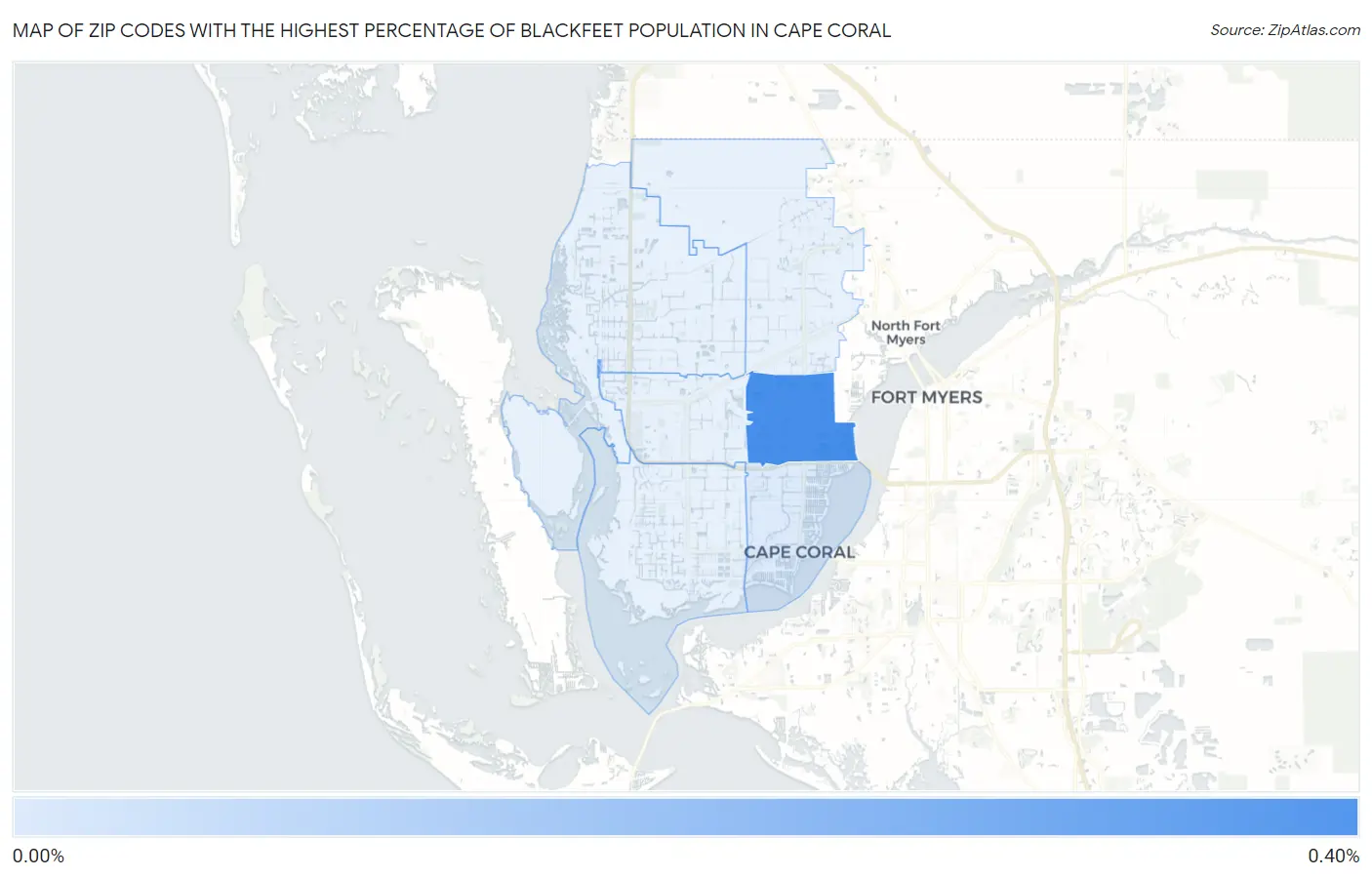 Zip Codes with the Highest Percentage of Blackfeet Population in Cape Coral Map