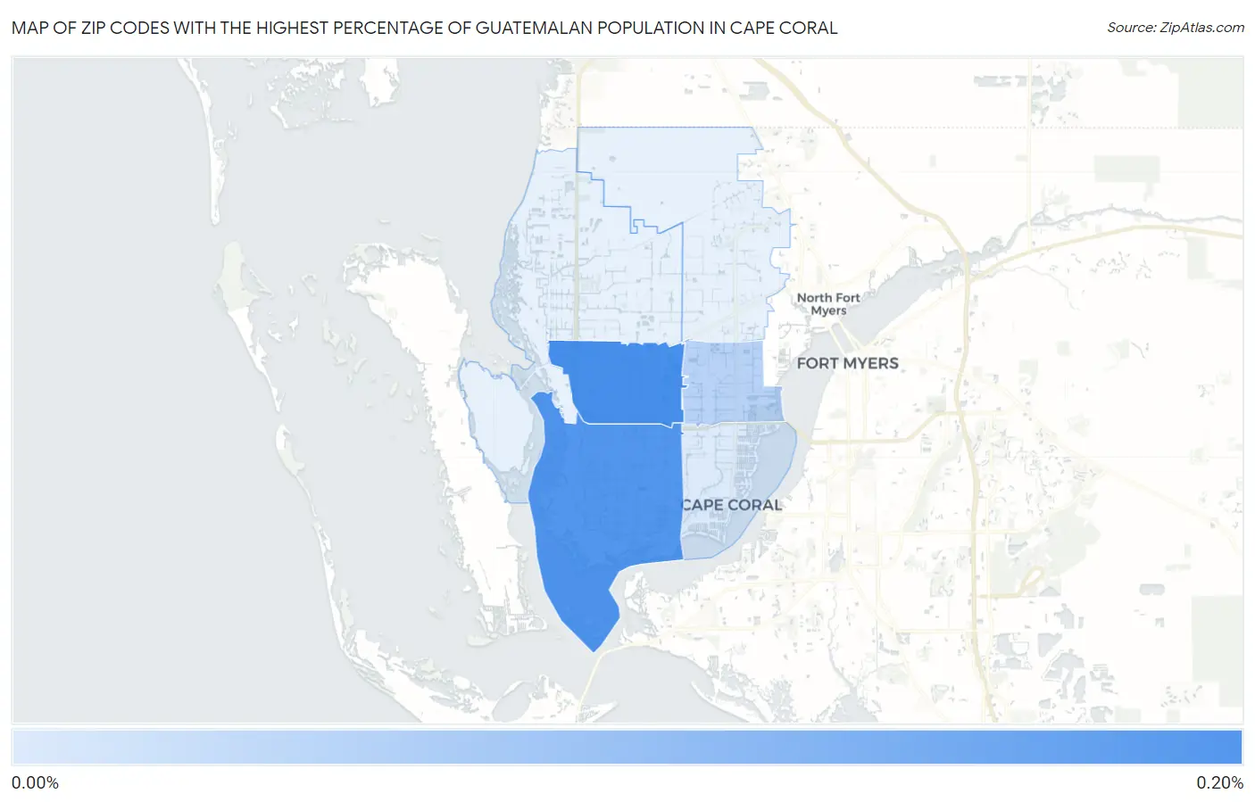 Zip Codes with the Highest Percentage of Guatemalan Population in Cape Coral Map