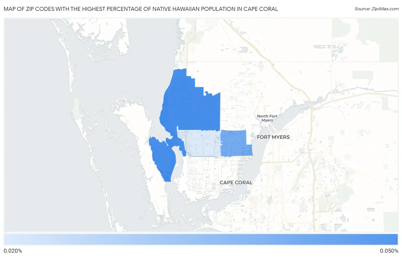Zip Codes with the Highest Percentage of Native Hawaiian Population in Cape Coral Map