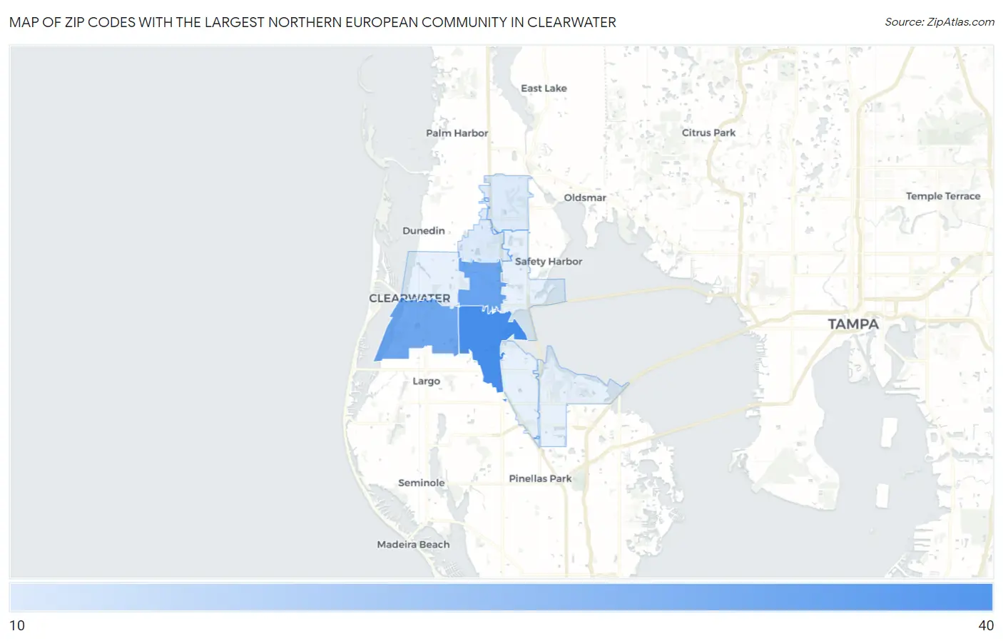 Zip Codes with the Largest Northern European Community in Clearwater Map