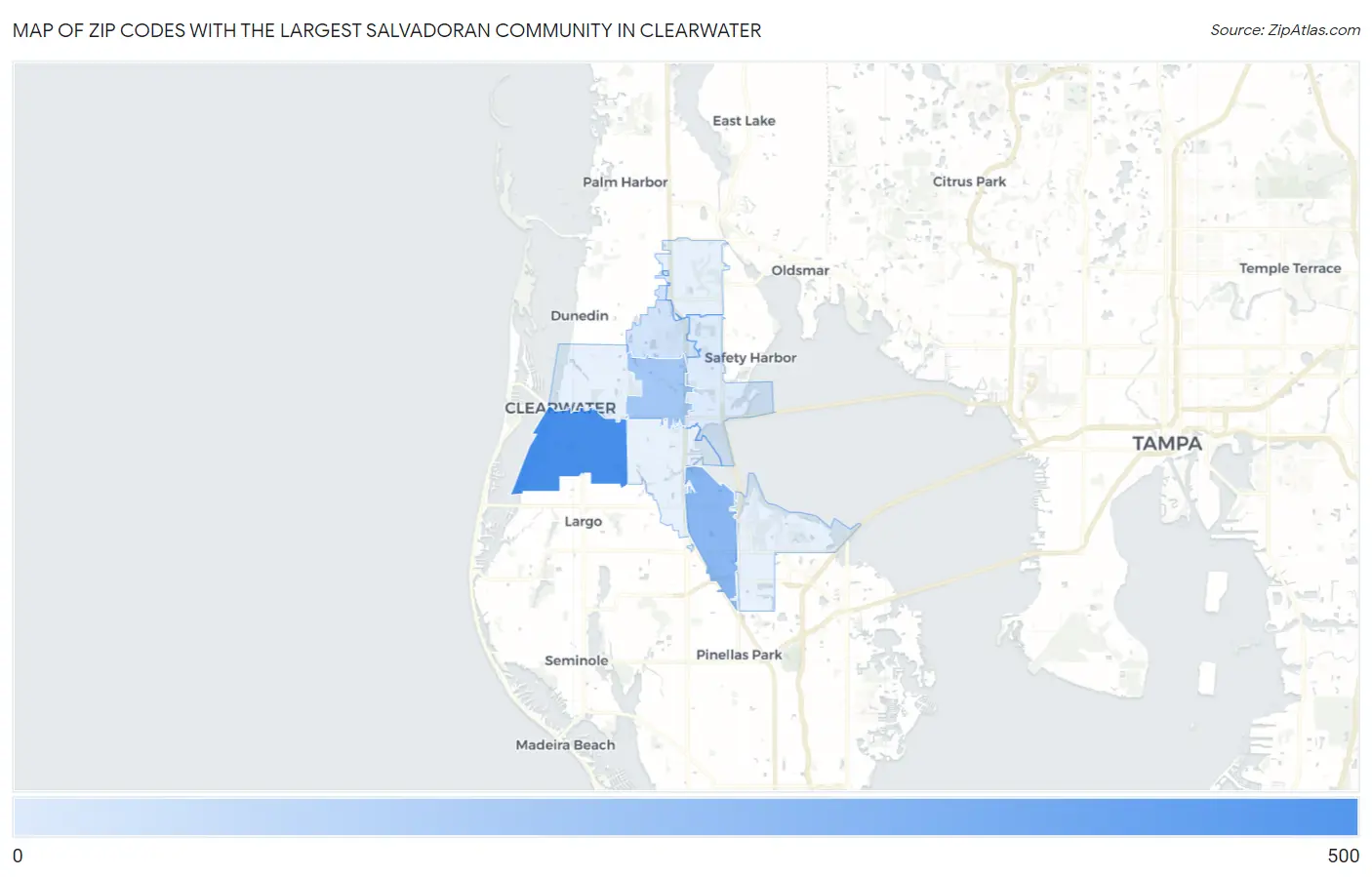 Zip Codes with the Largest Salvadoran Community in Clearwater Map