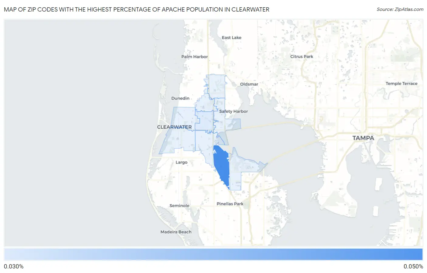 Zip Codes with the Highest Percentage of Apache Population in Clearwater Map