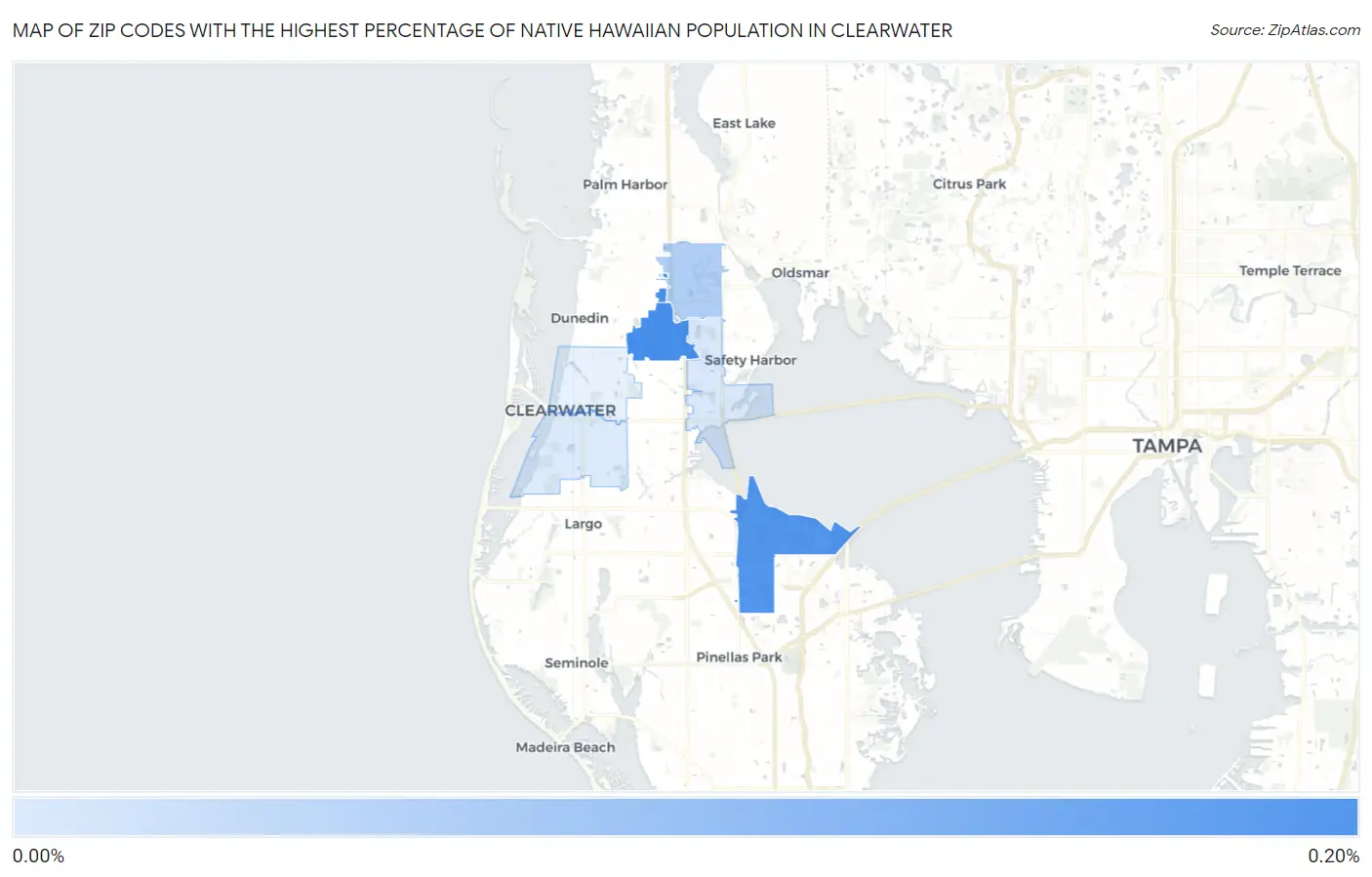 Zip Codes with the Highest Percentage of Native Hawaiian Population in Clearwater Map