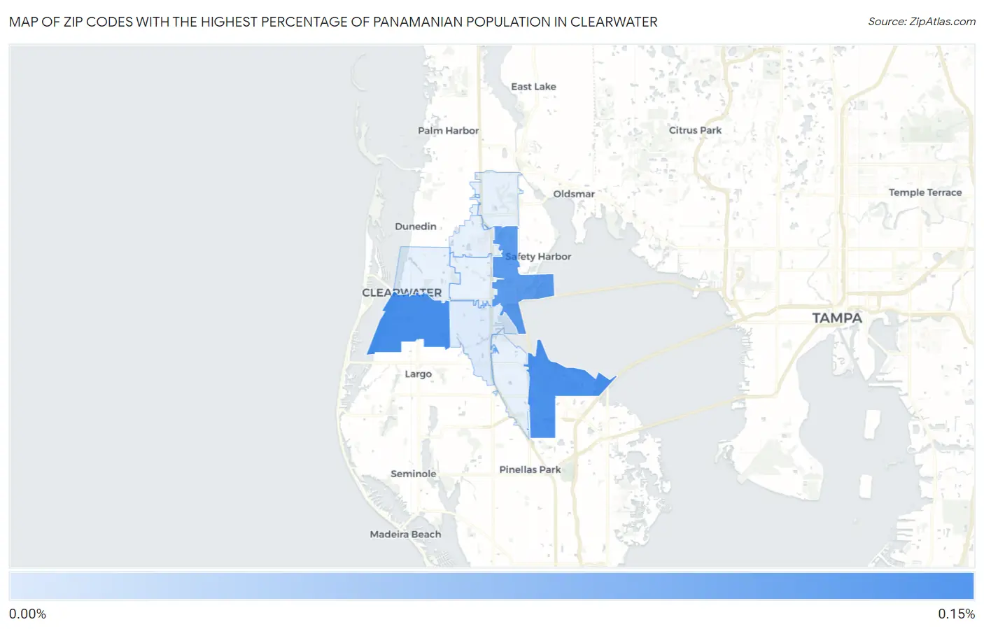 Zip Codes with the Highest Percentage of Panamanian Population in Clearwater Map