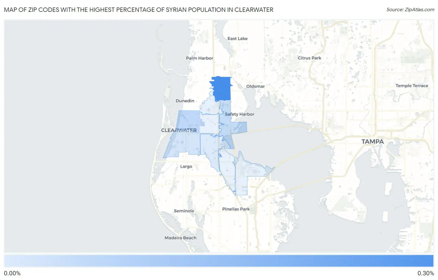 Zip Codes with the Highest Percentage of Syrian Population in Clearwater Map