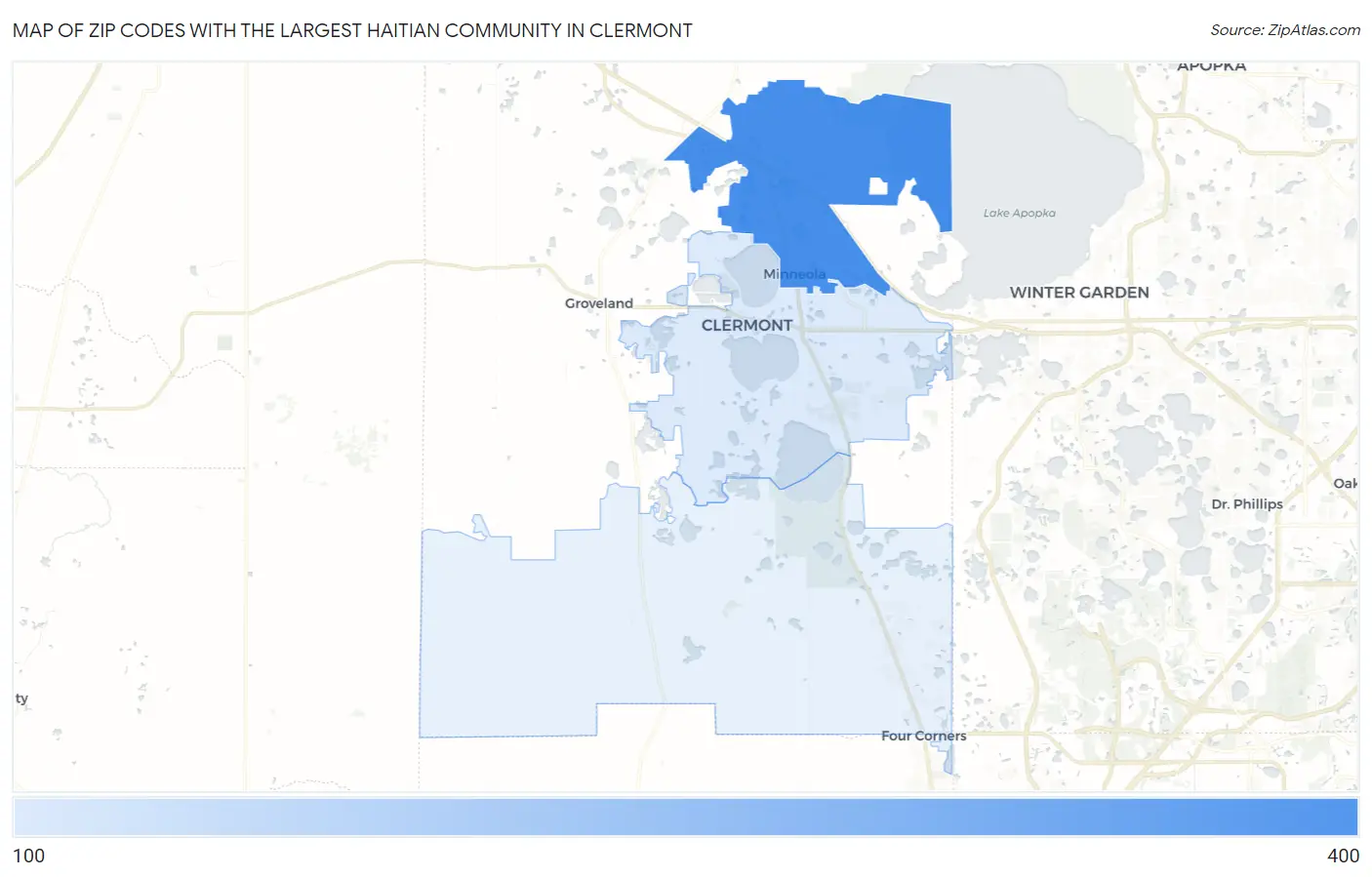 Zip Codes with the Largest Haitian Community in Clermont Map