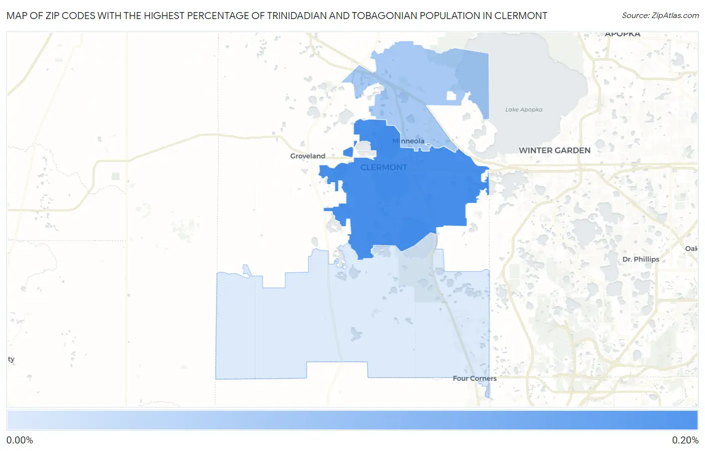 Zip Codes with the Highest Percentage of Trinidadian and Tobagonian Population in Clermont Map