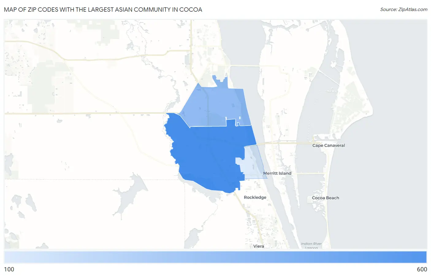 Zip Codes with the Largest Asian Community in Cocoa Map