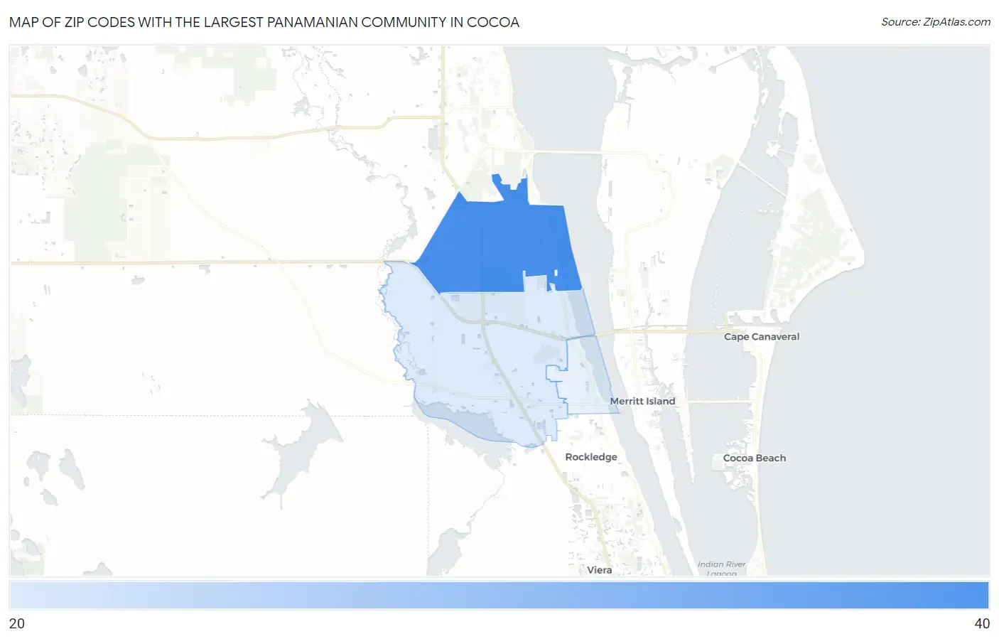 Zip Codes with the Largest Panamanian Community in Cocoa Map
