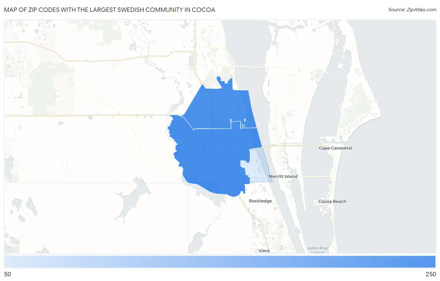Zip Codes with the Largest Swedish Community in Cocoa Map