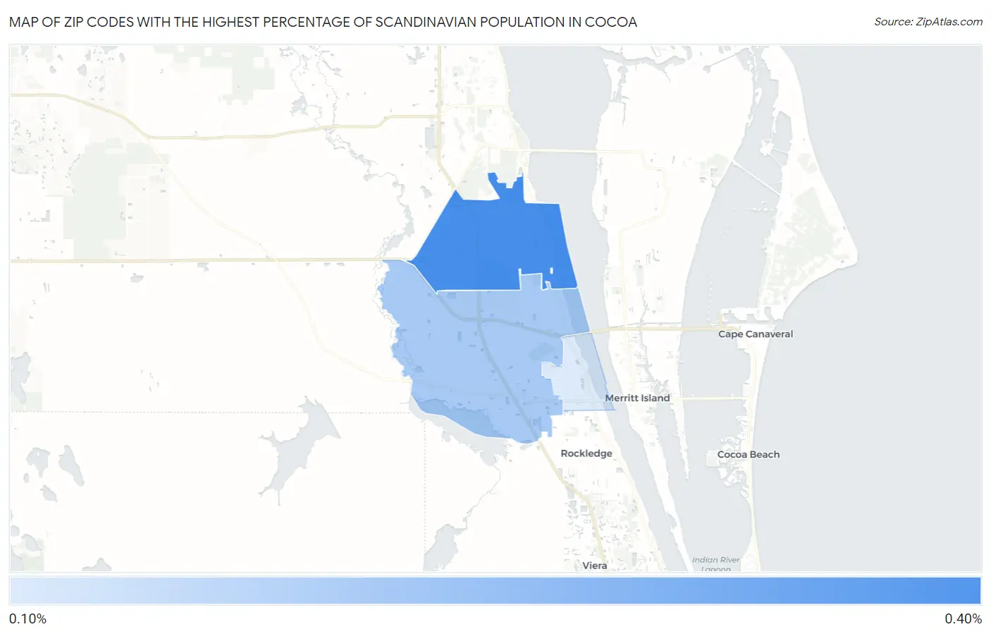 Zip Codes with the Highest Percentage of Scandinavian Population in Cocoa Map