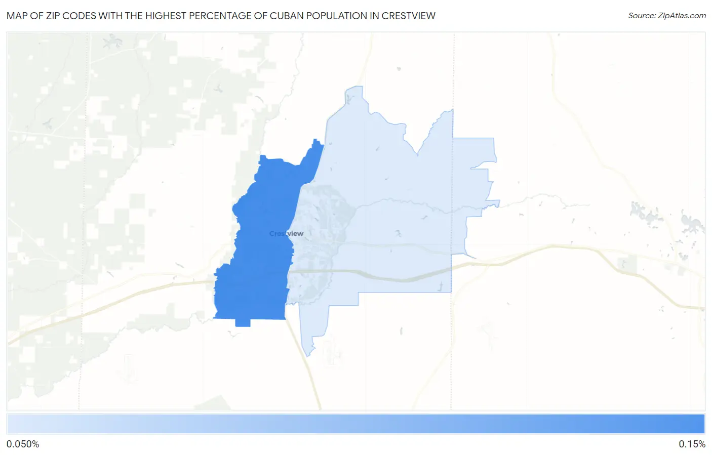 Zip Codes with the Highest Percentage of Cuban Population in Crestview Map
