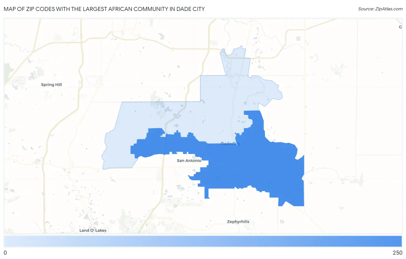 Zip Codes with the Largest African Community in Dade City Map