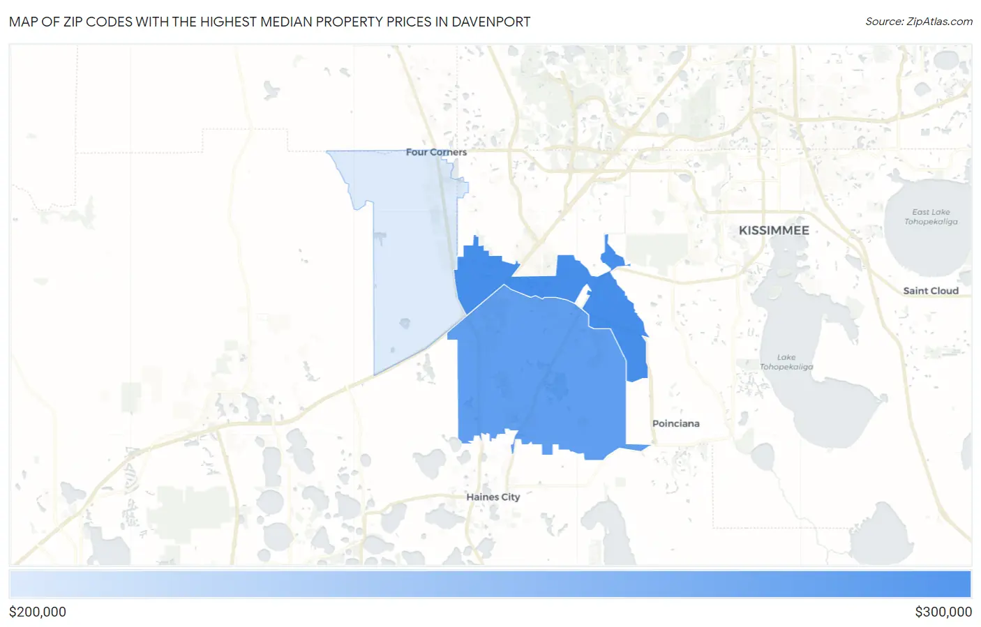 Zip Codes with the Highest Median Property Prices in Davenport Map