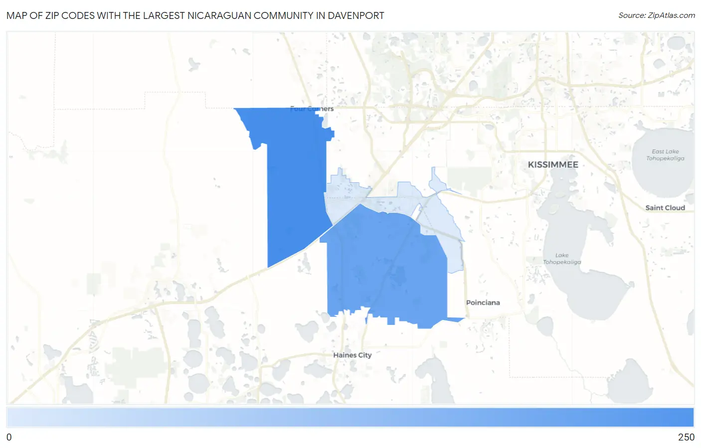 Zip Codes with the Largest Nicaraguan Community in Davenport Map