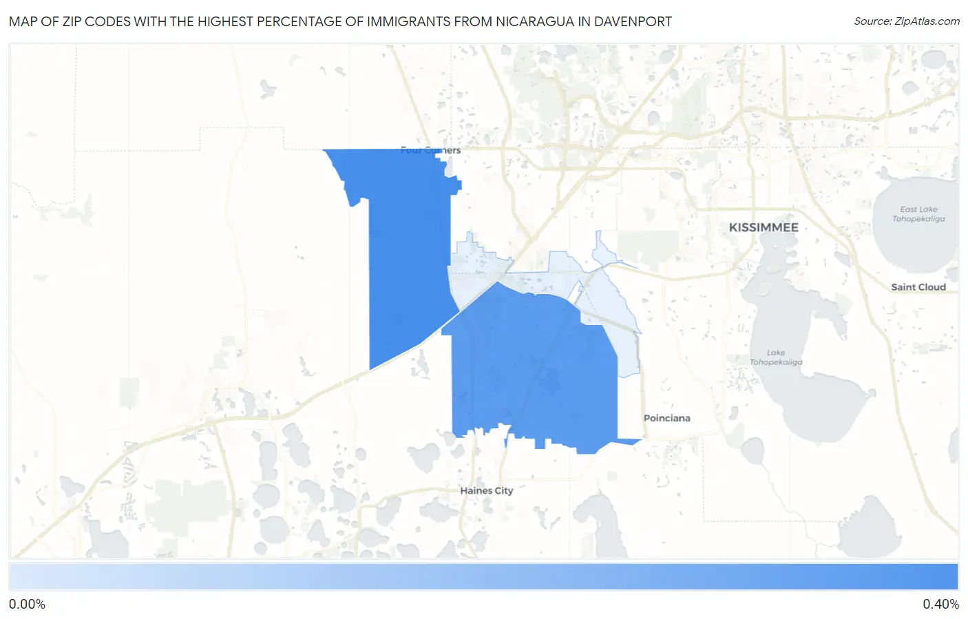 Zip Codes with the Highest Percentage of Immigrants from Nicaragua in Davenport Map