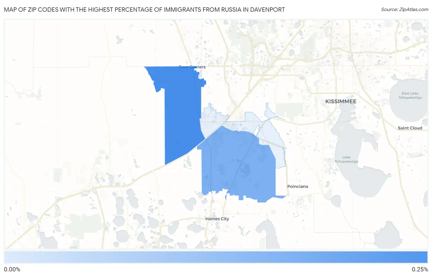 Zip Codes with the Highest Percentage of Immigrants from Russia in Davenport Map