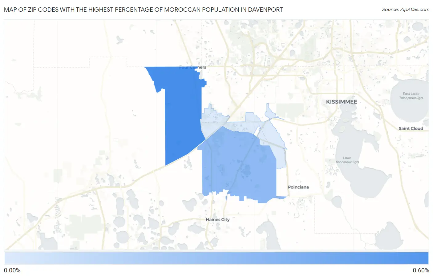 Zip Codes with the Highest Percentage of Moroccan Population in Davenport Map