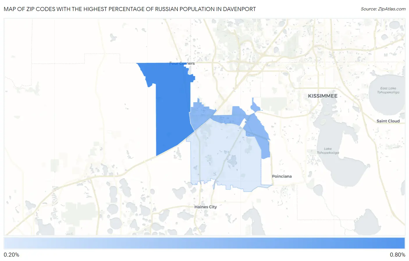 Zip Codes with the Highest Percentage of Russian Population in Davenport Map
