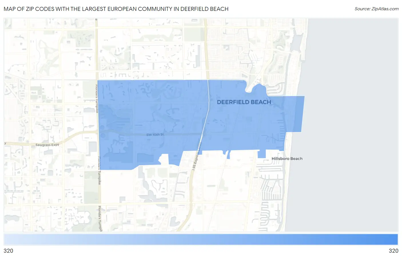 Zip Codes with the Largest European Community in Deerfield Beach Map