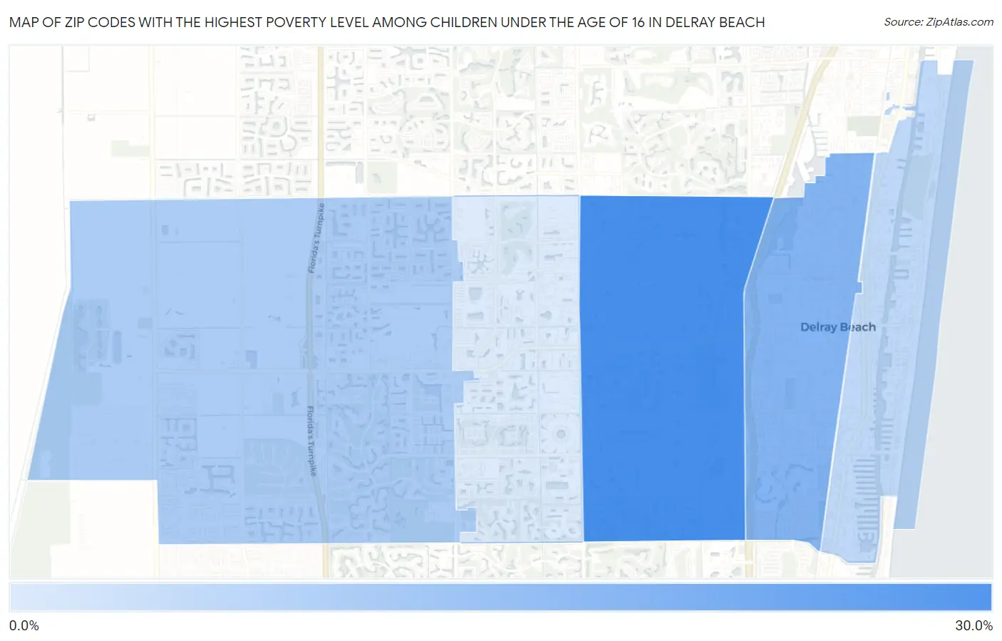 Zip Codes with the Highest Poverty Level Among Children Under the Age of 16 in Delray Beach Map