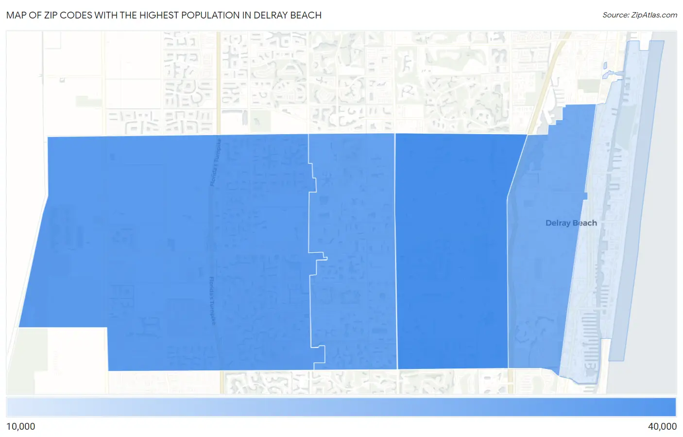 Zip Codes with the Highest Population in Delray Beach Map