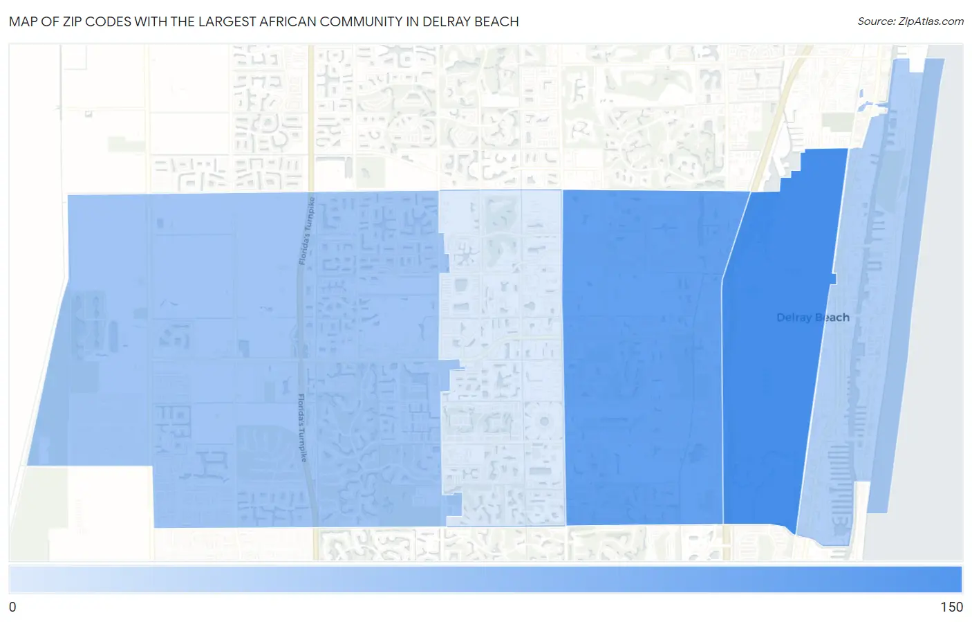 Zip Codes with the Largest African Community in Delray Beach Map