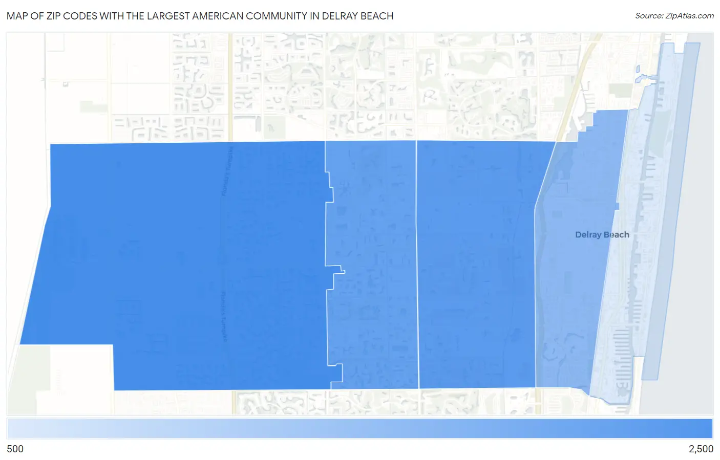 Zip Codes with the Largest American Community in Delray Beach Map