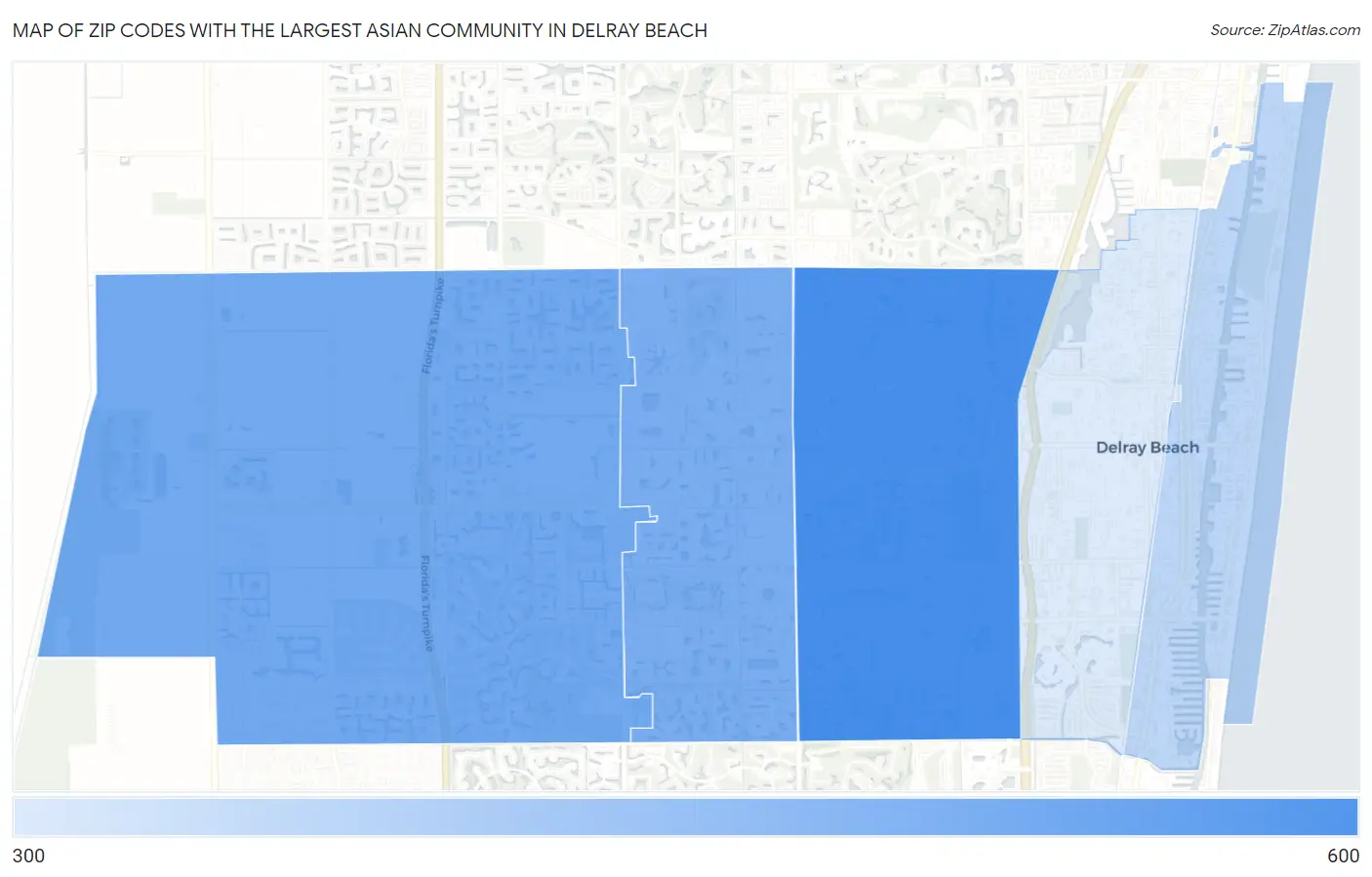 Zip Codes with the Largest Asian Community in Delray Beach Map