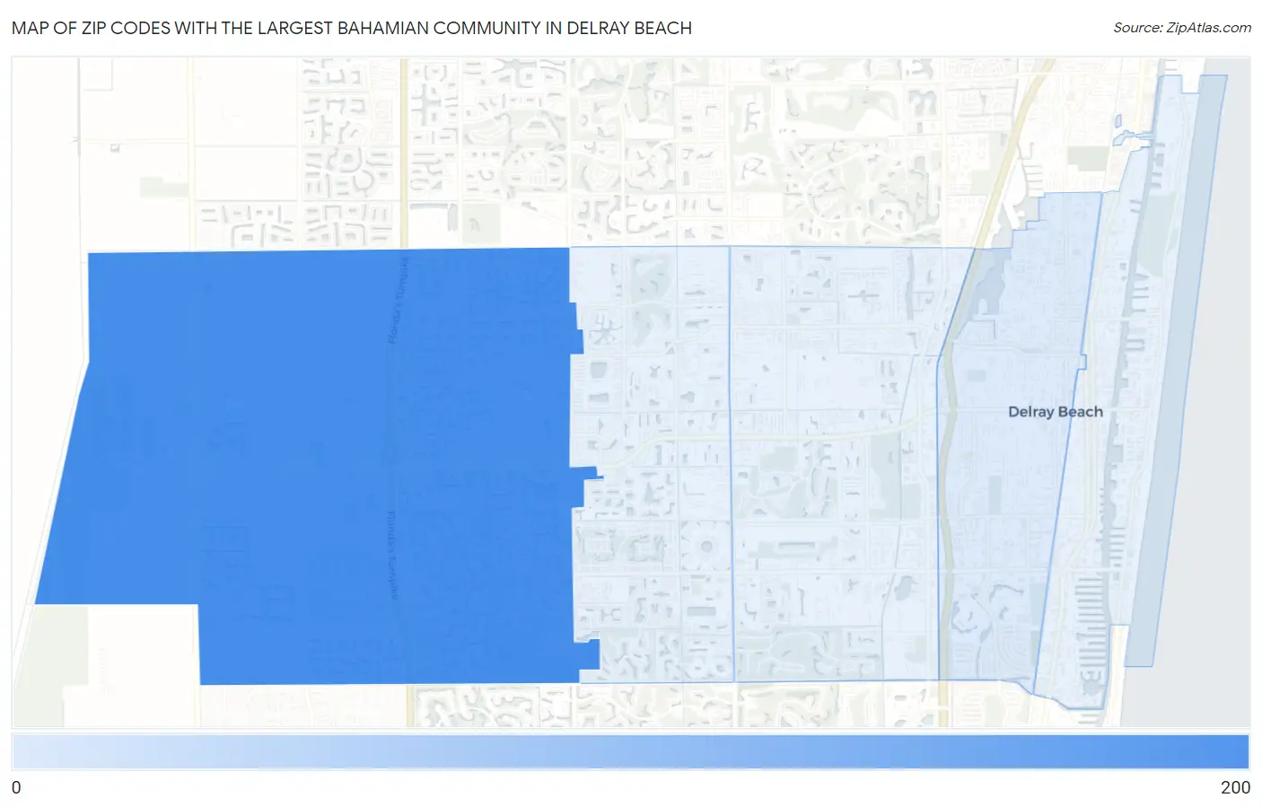 Zip Codes with the Largest Bahamian Community in Delray Beach Map