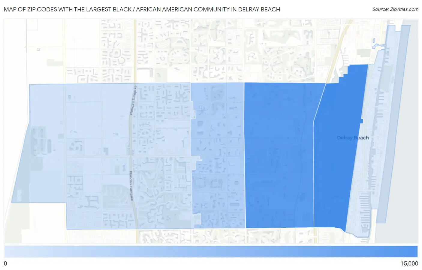 Zip Codes with the Largest Black / African American Community in Delray Beach Map