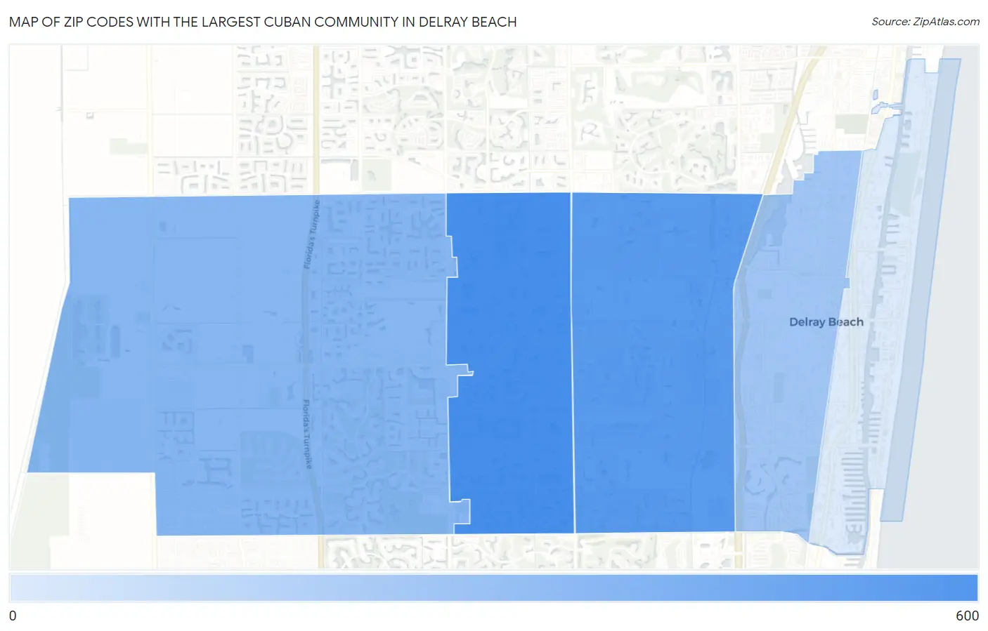 Zip Codes with the Largest Cuban Community in Delray Beach Map