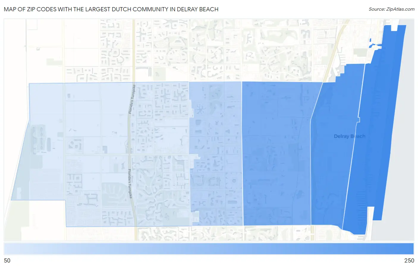 Zip Codes with the Largest Dutch Community in Delray Beach Map