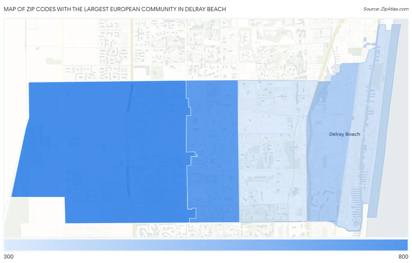 Zip Codes with the Largest European Community in Delray Beach Map