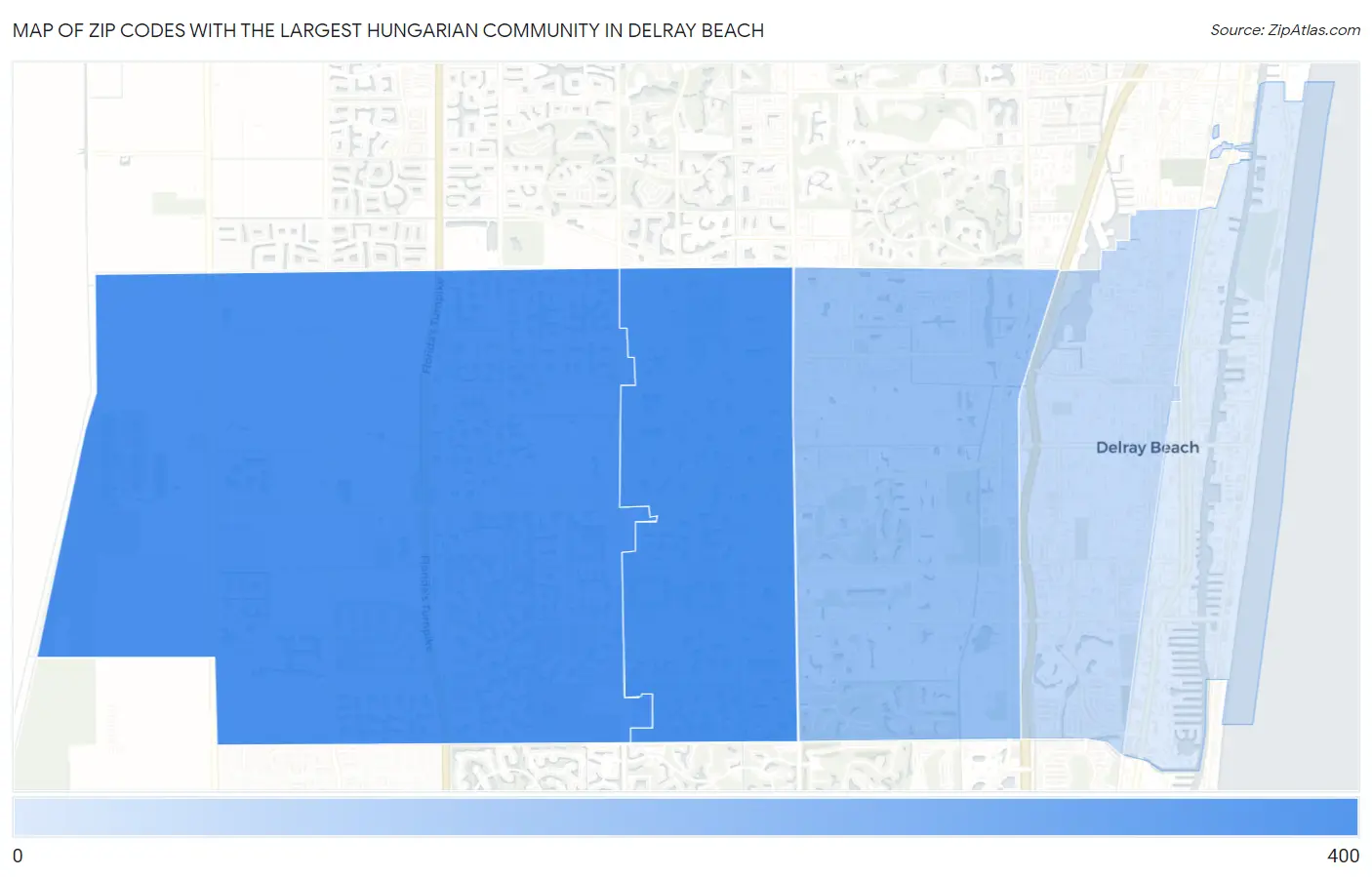 Zip Codes with the Largest Hungarian Community in Delray Beach Map