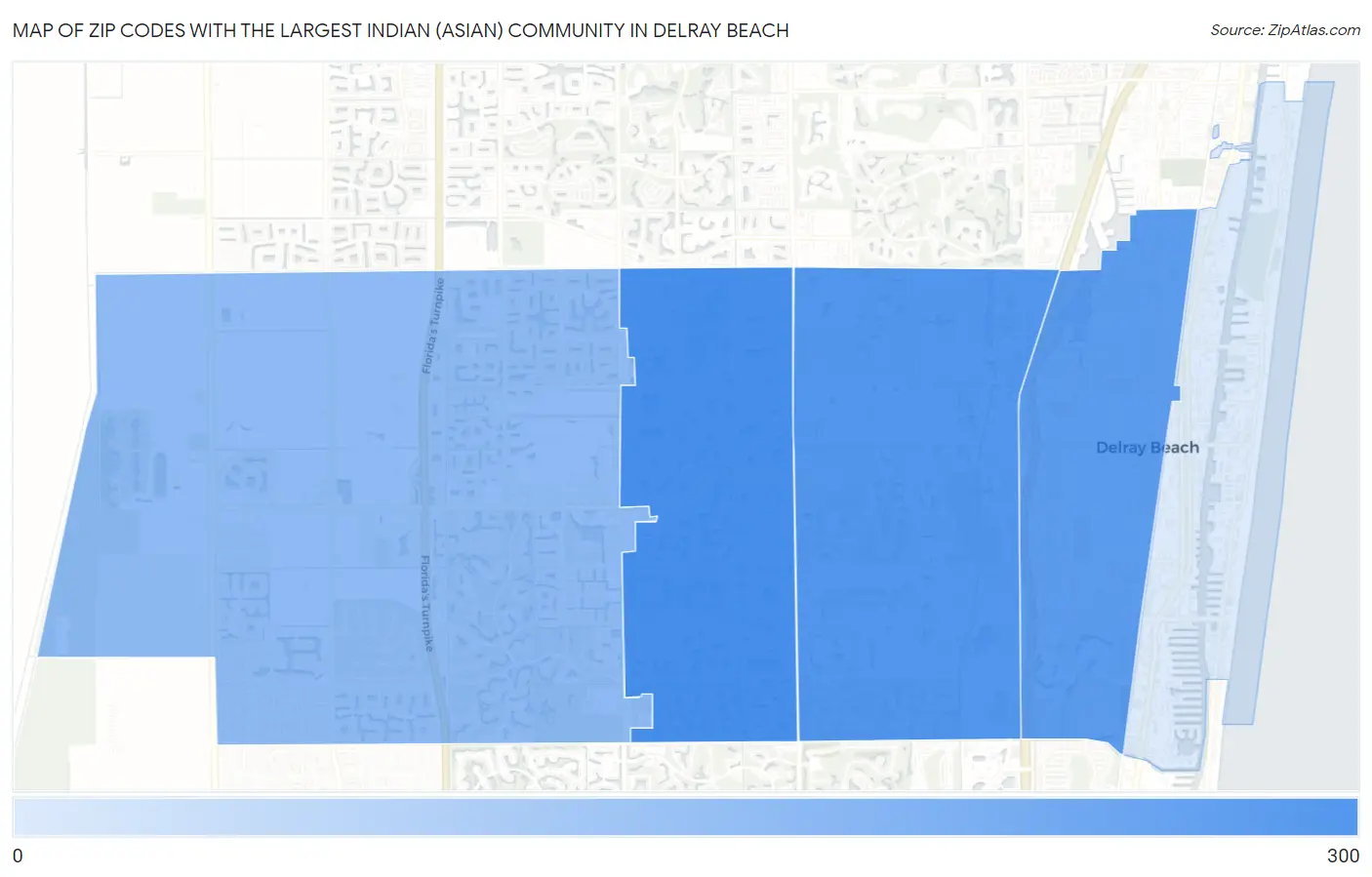 Zip Codes with the Largest Indian (Asian) Community in Delray Beach Map