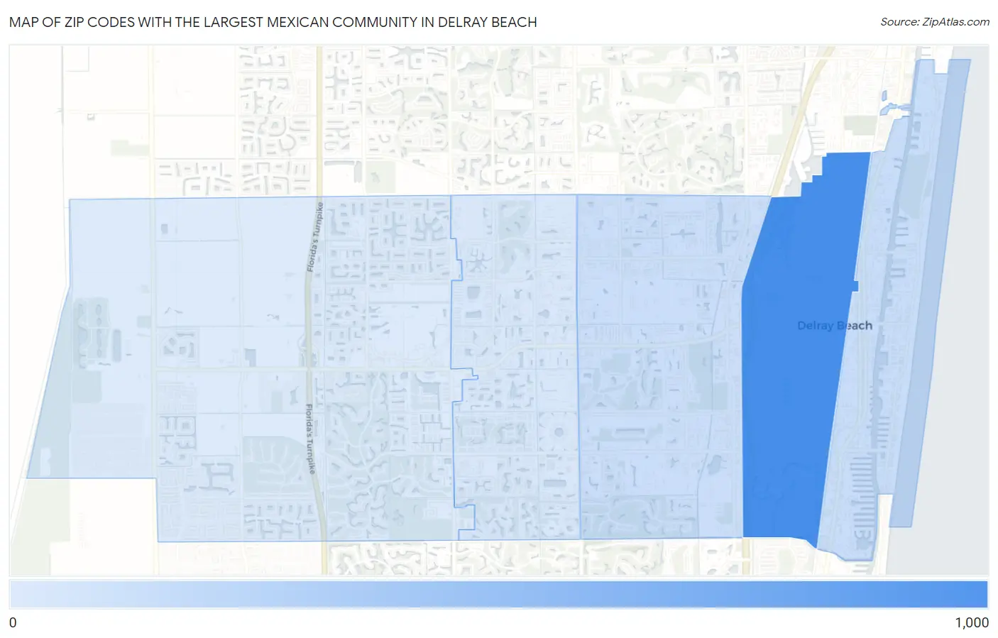 Zip Codes with the Largest Mexican Community in Delray Beach Map