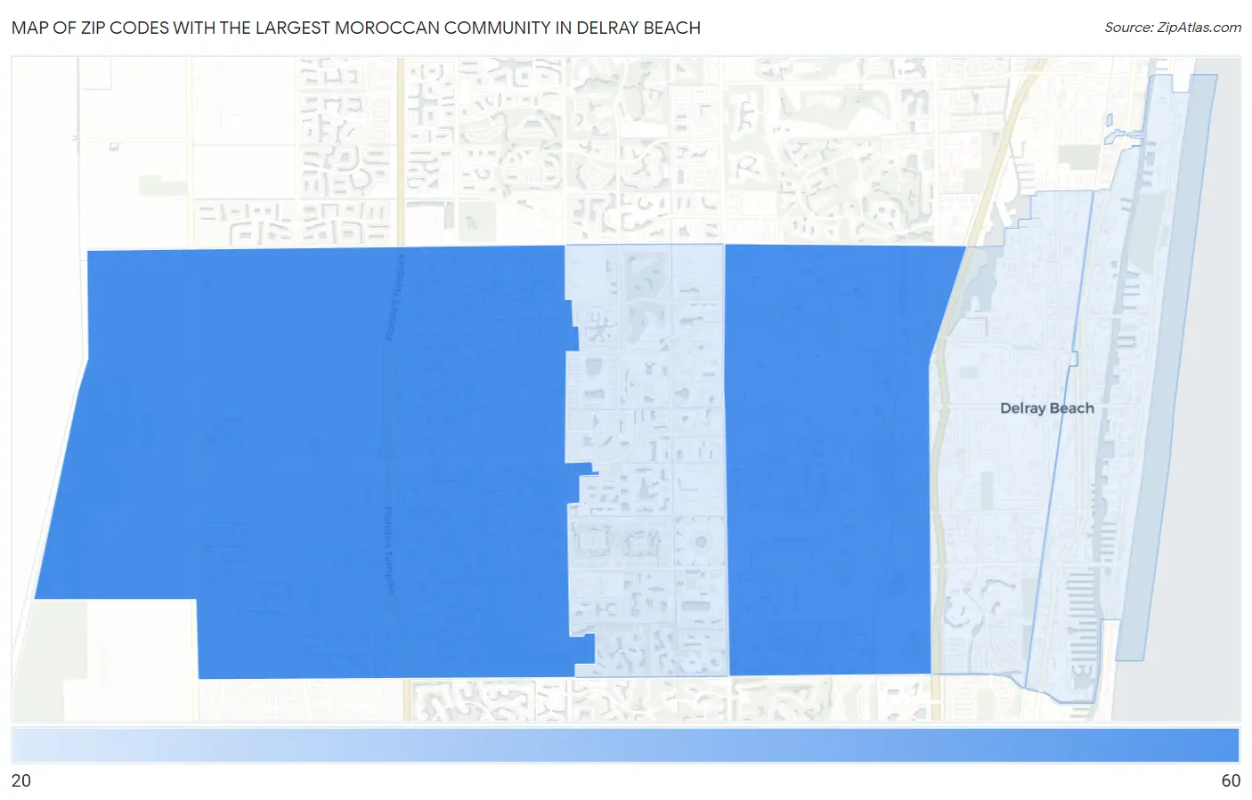 Zip Codes with the Largest Moroccan Community in Delray Beach Map