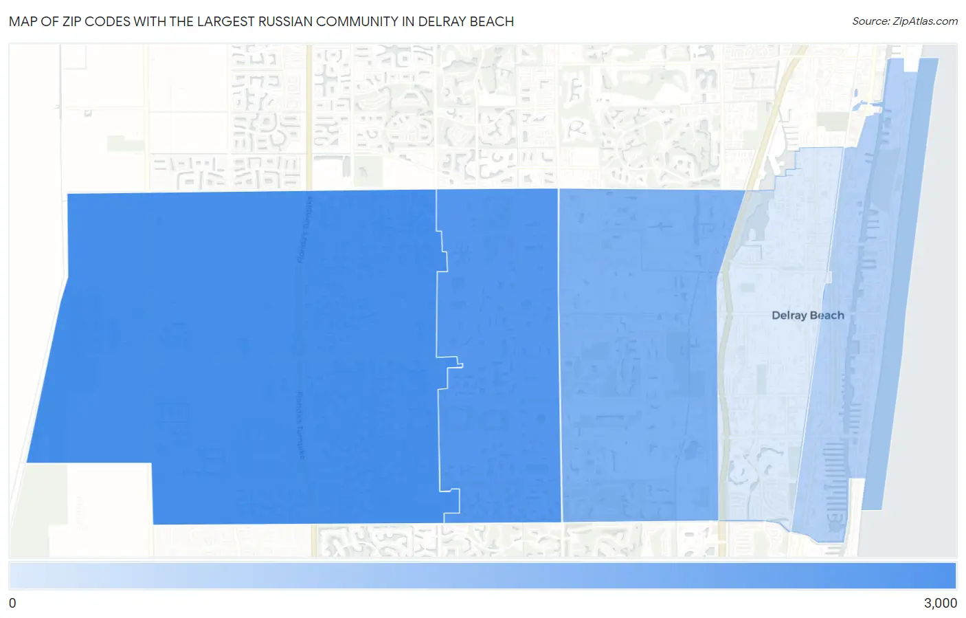 Zip Codes with the Largest Russian Community in Delray Beach Map