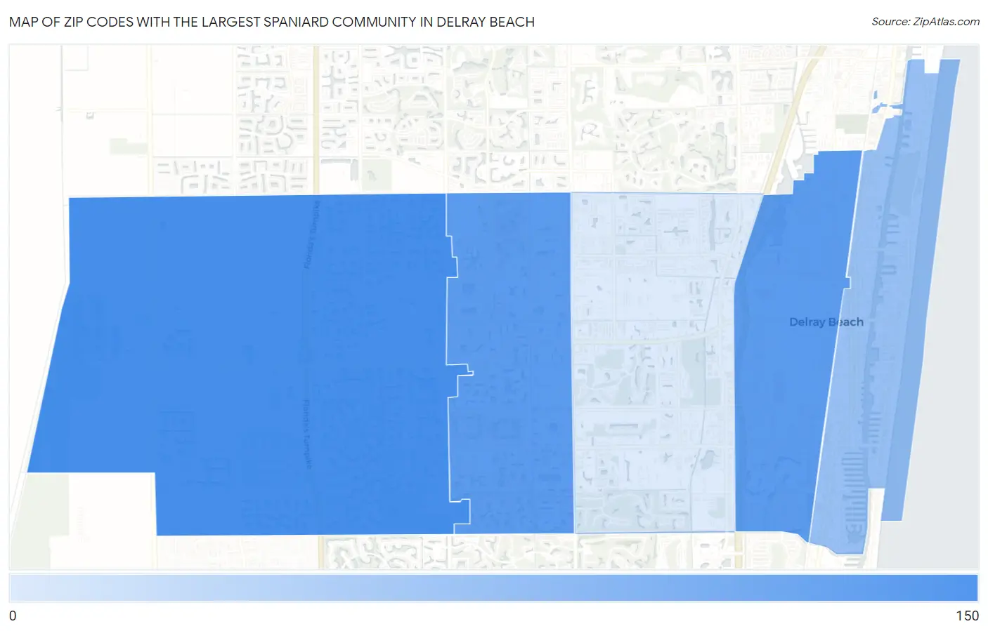 Zip Codes with the Largest Spaniard Community in Delray Beach Map