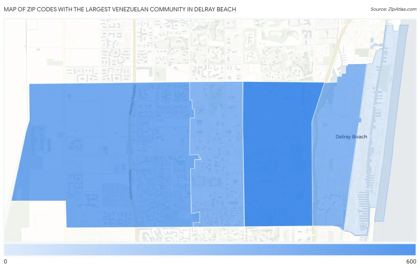 Zip Codes with the Largest Venezuelan Community in Delray Beach Map