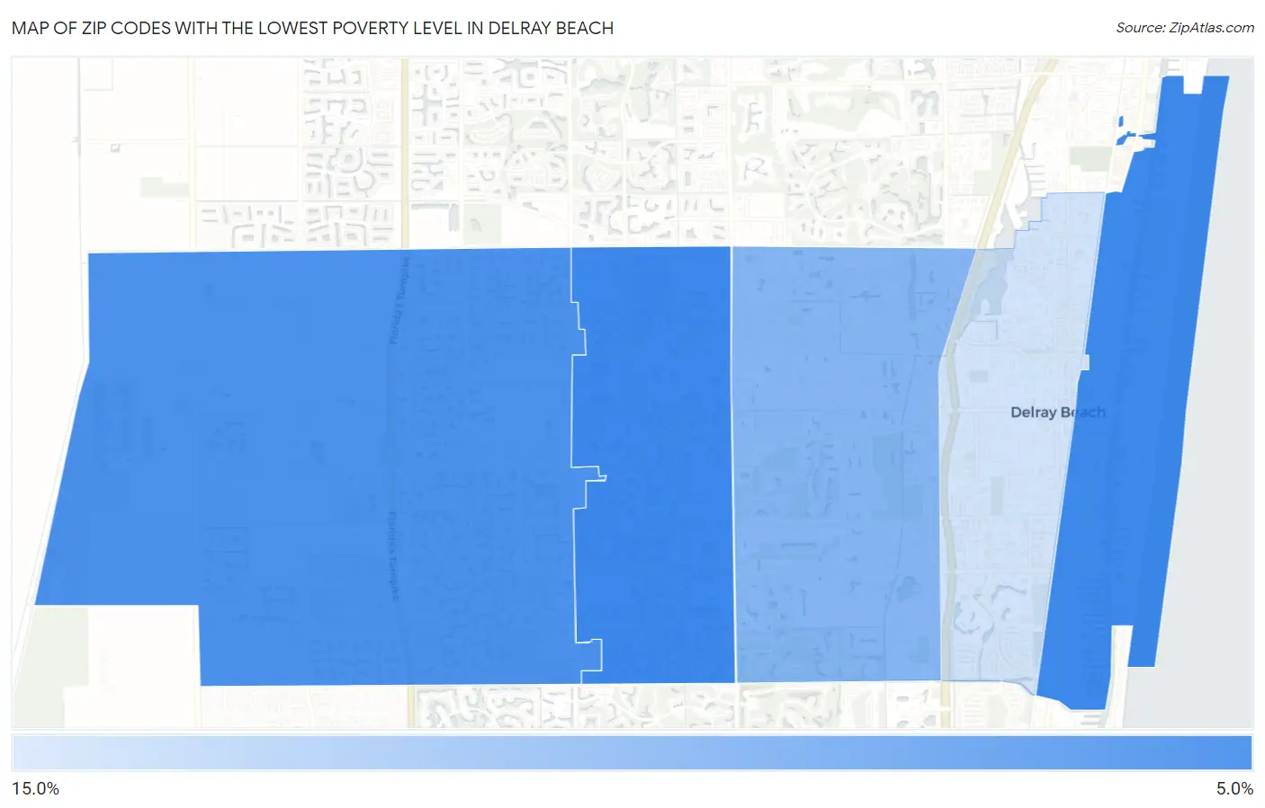 Zip Codes with the Lowest Poverty Level in Delray Beach Map