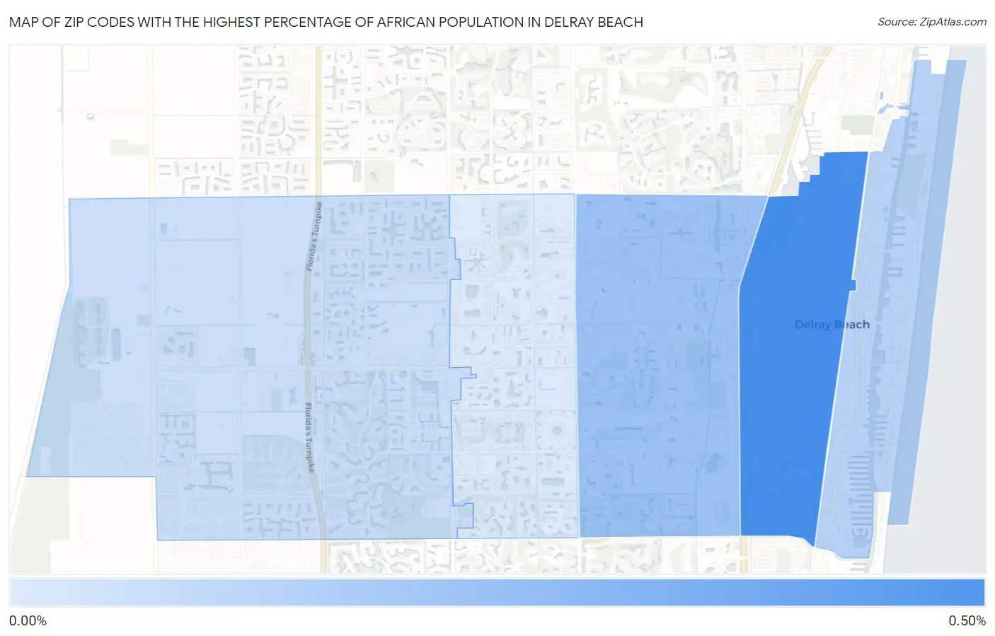 Zip Codes with the Highest Percentage of African Population in Delray Beach Map