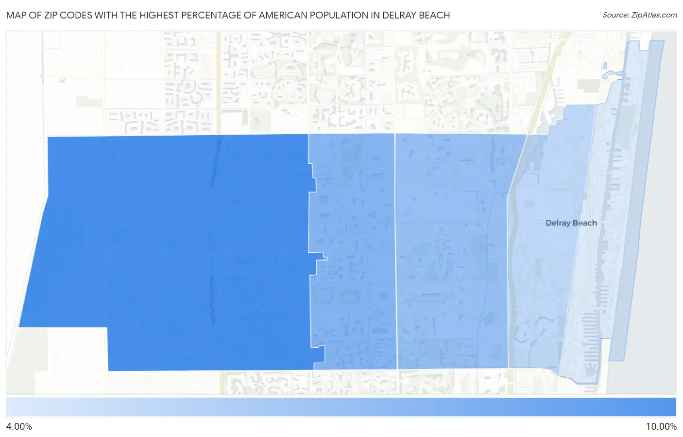 Zip Codes with the Highest Percentage of American Population in Delray Beach Map