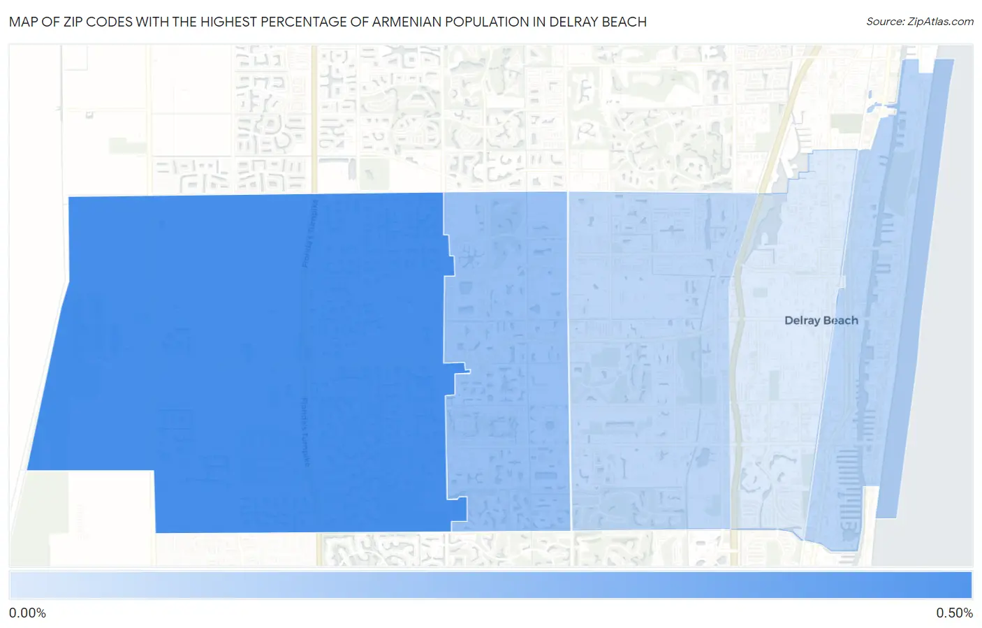 Zip Codes with the Highest Percentage of Armenian Population in Delray Beach Map