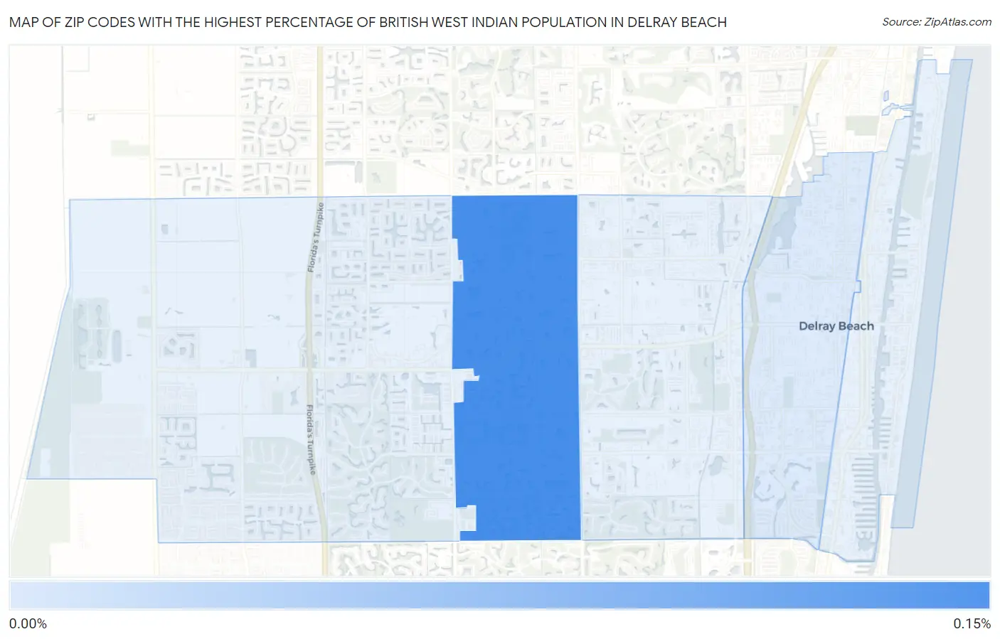 Zip Codes with the Highest Percentage of British West Indian Population in Delray Beach Map