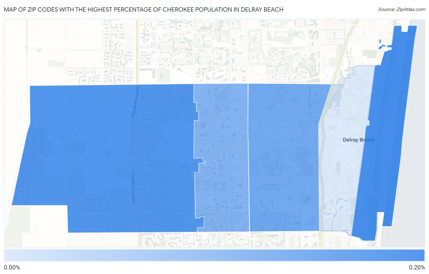 Zip Codes with the Highest Percentage of Cherokee Population in Delray Beach Map