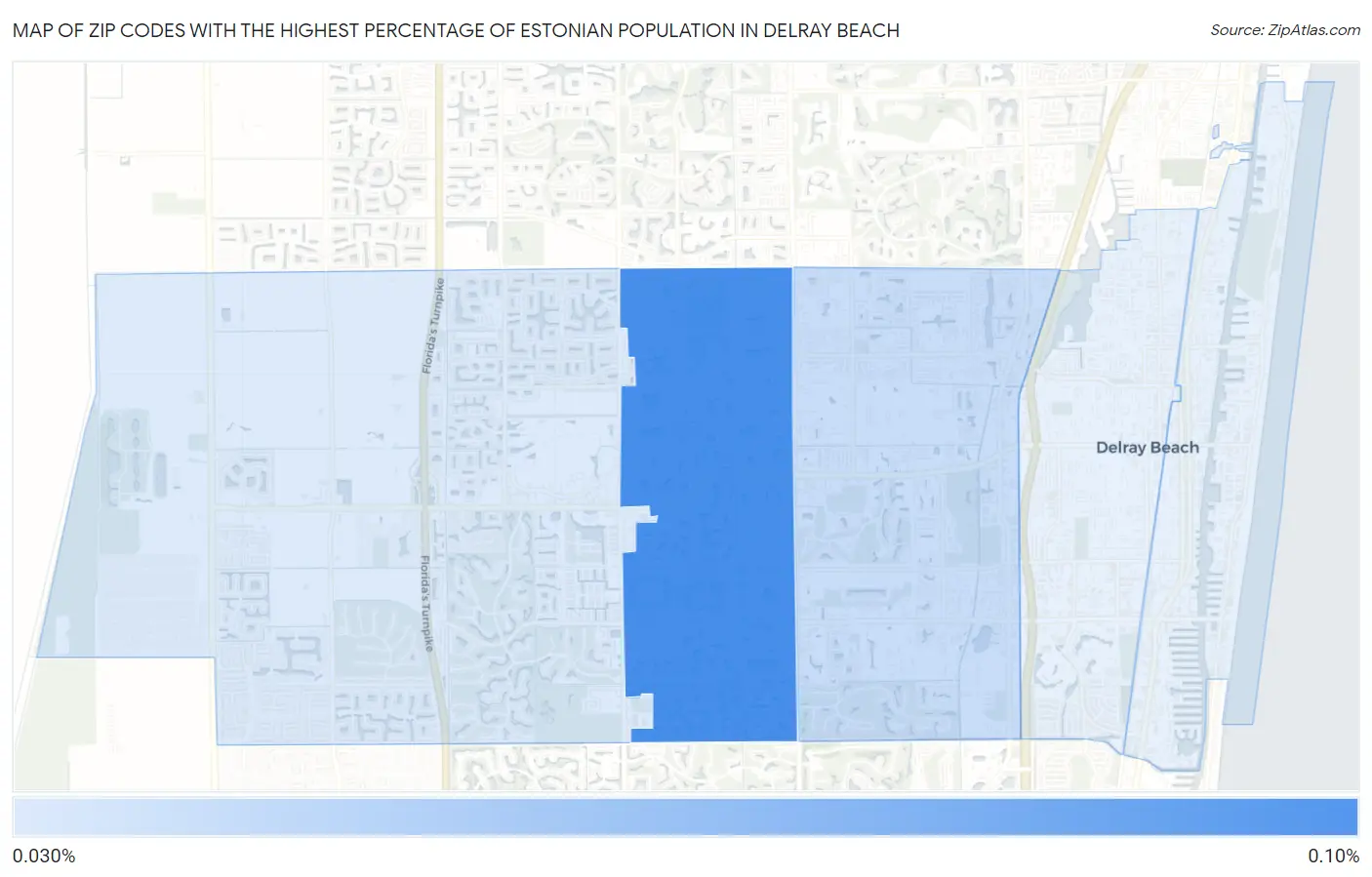 Zip Codes with the Highest Percentage of Estonian Population in Delray Beach Map